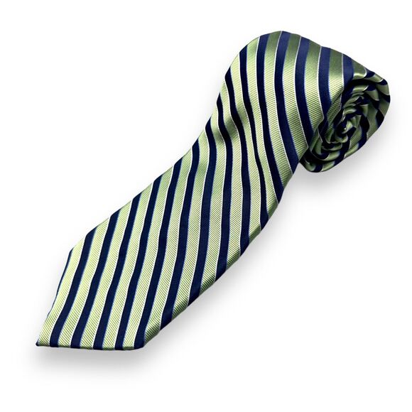 Chaps Mens 100% Silk Dress Tie Hand Made Awning Stripe Pattern‎ 59" 3 3/4" - Picture 1 of 12